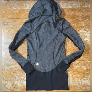 Lululemon Daily Practice Jacket Hooded Heathered Herringbone Black Sz 6